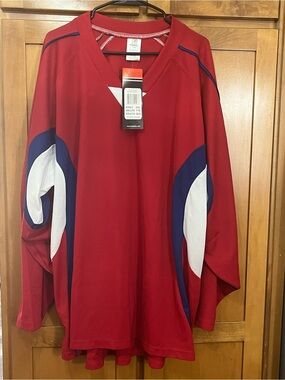 Red and Royal Colorblock Adult XXL Hockey Jersey by Kamazu